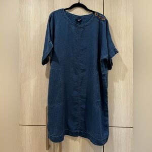 J Jill Pure Jill‎ Indigo Shirt Dress | 100% Tencel | Blue | Petite Medium
